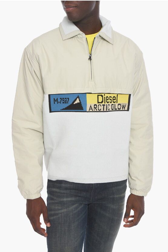 image of Diesel K-Marc Knit Jacket With Half-Zip in White, Men's (Size XL)