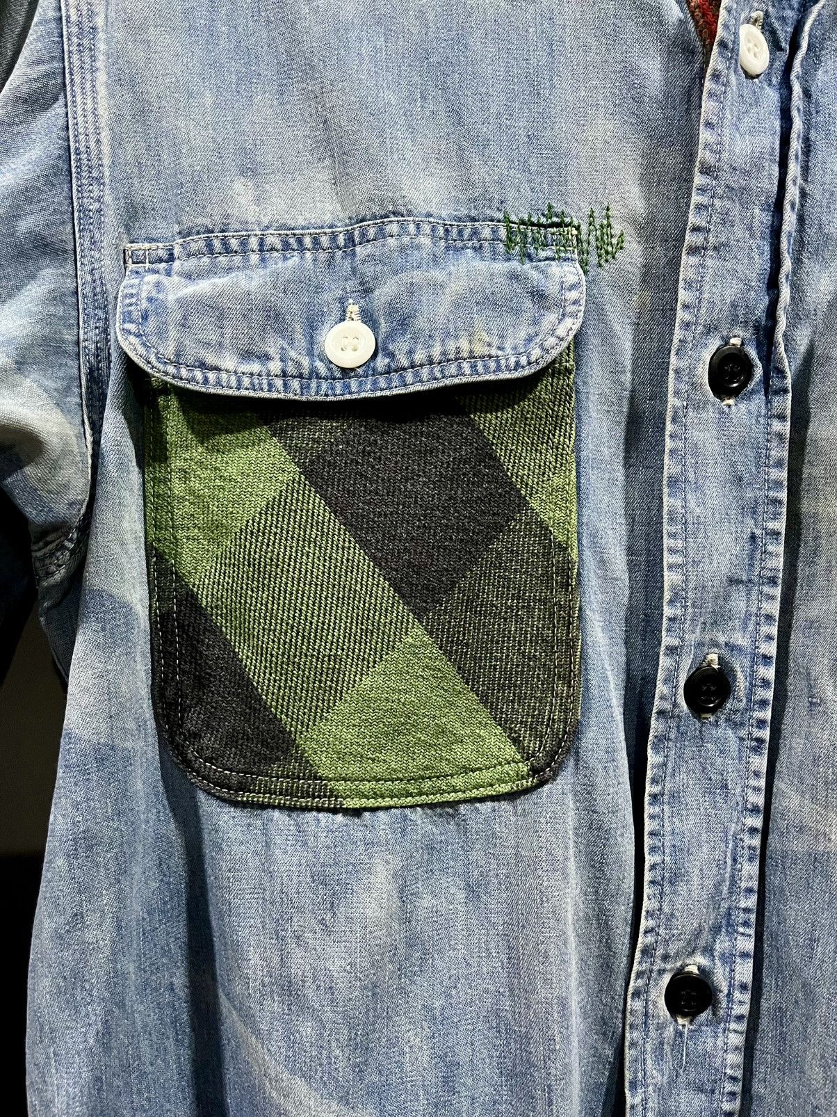 Sugar Cane Sugar Cane Patchwork Flannel Distressed Denim Shirt Size US S / EU 44-46 / 1 - 4 Thumbnail