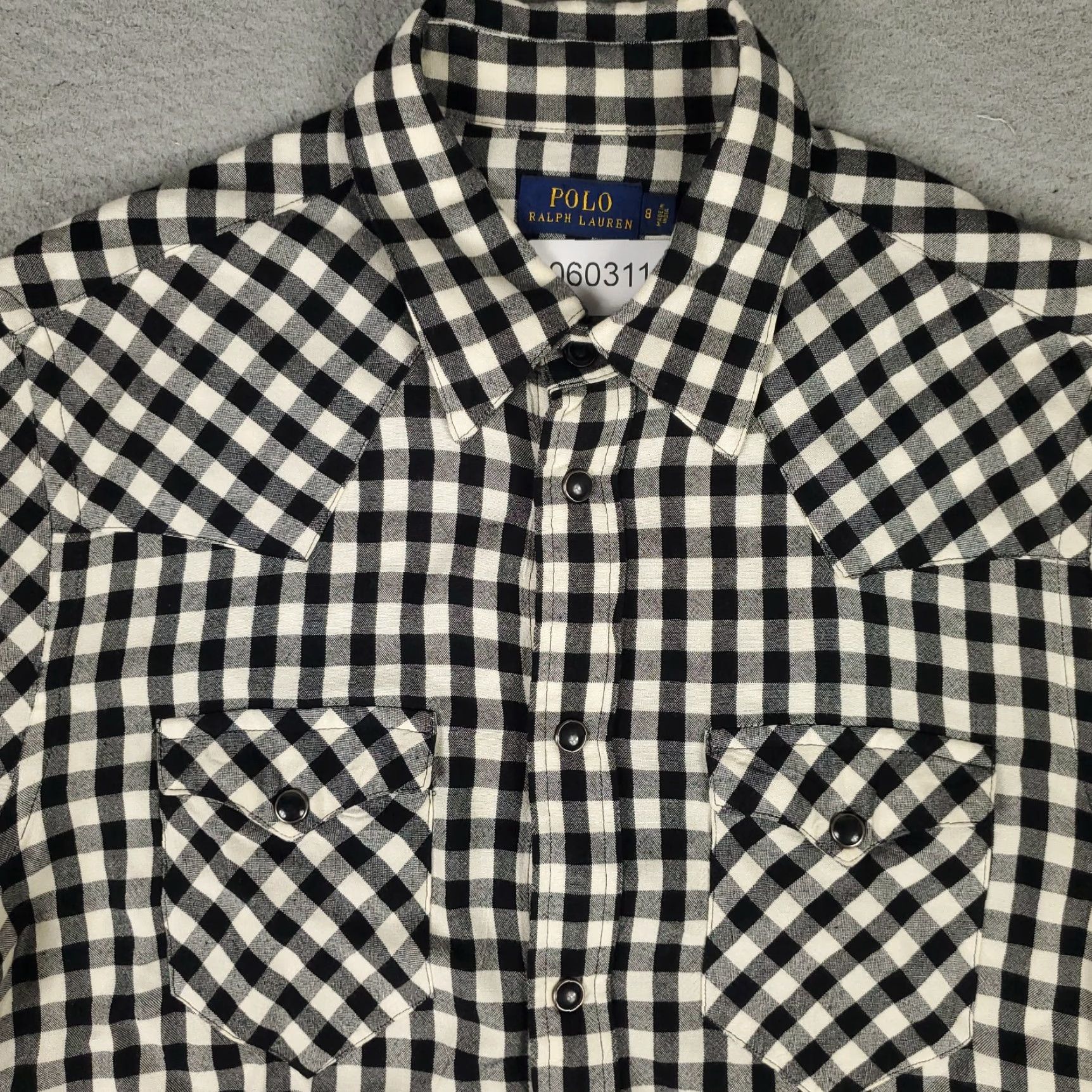 Ralph Lauren Lauren Ralph Lauren Women's Button-Up Shirt Size 8 Black Check Long Sleeve Snap Collared Casual Size M / US 6-8 / IT 42-44 - 2 Thumbnail
