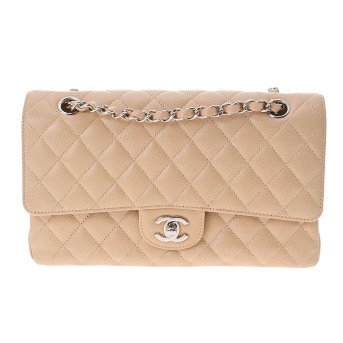 Chanel CHANEL matelasse W flap chain shoulder 25 beige A01112 ladies