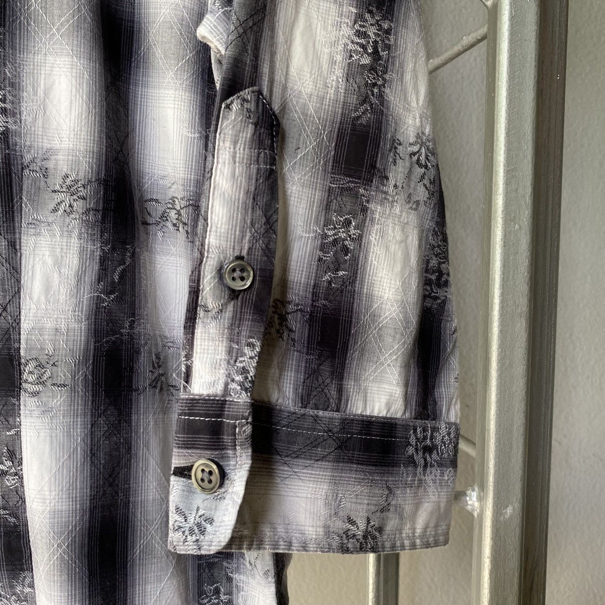 Tornado Mart TORNADO MART Black & White Ombre Plaid Shirt Size US L / EU 52-54 / 3 - 5 Thumbnail