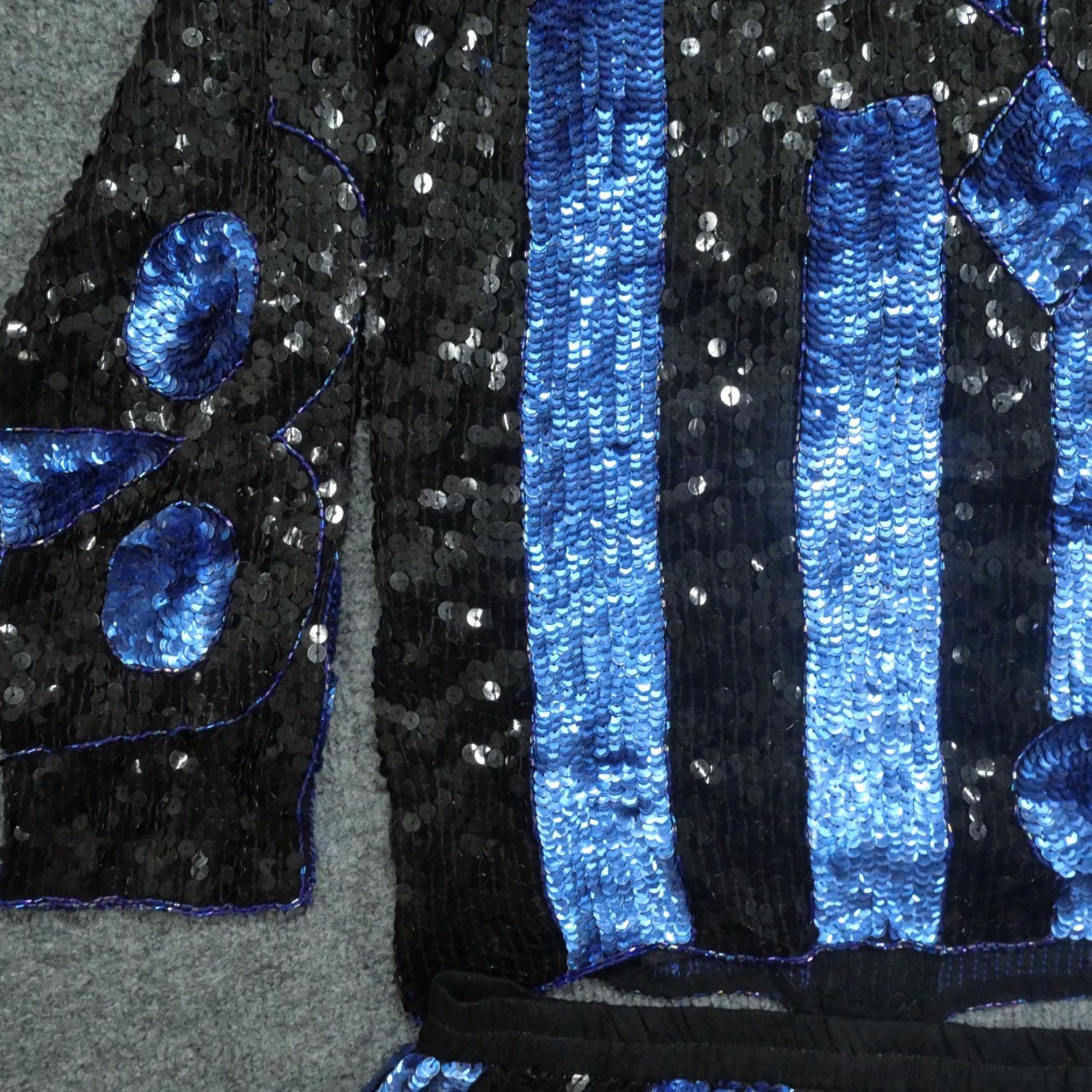 Vintage VINTAGE Raiment Fashions Sequin Set Shirt Top Skirt Women Medium Black Blue Silk Size M / US 6-8 / IT 42-44 - 3 Thumbnail