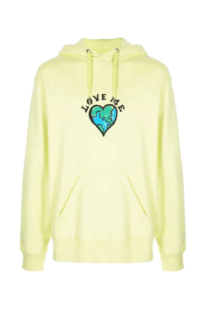 image of Givenchy 'love Me' Graphic-Print Cotton Hoodie in Acid Yellow, Men's (Size 2XL)