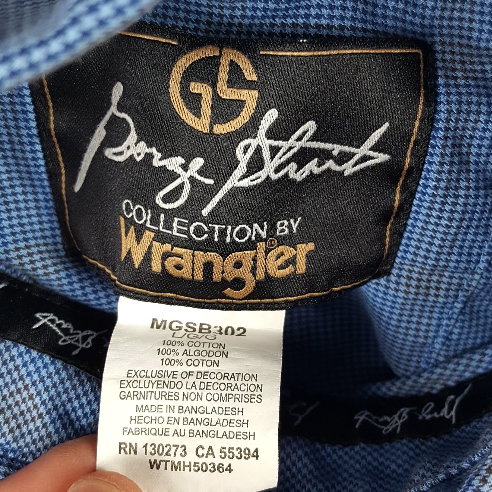 Wrangler VINTAGE Wrangler George Strait Western Striped Button-Down Shirt Adult L Blue Cotton 90s Western Mens Size US L / EU 52-54 / 3 - 6 Thumbnail