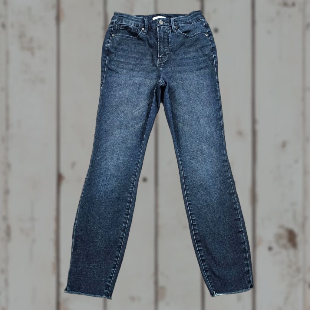 Good American Good American Jeans Women 27 High Rise Crop Dark Wash Stretch Denim 25 Inseam Blue Size 27" / US 4 / IT 40 - 1 Thumbnail