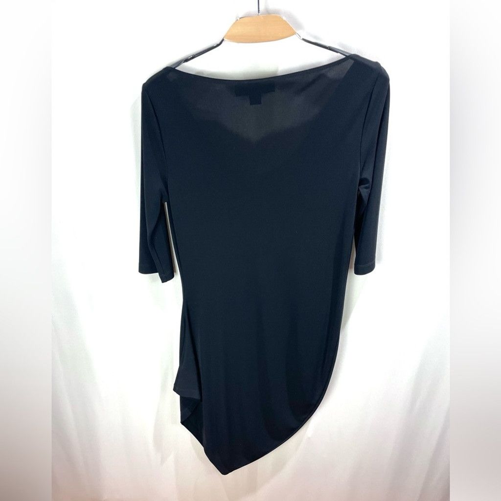 St. John St. John Black Draped Neck Asymmetric Mini Dress Size S Size S / US 4 / IT 40 - 3 Thumbnail