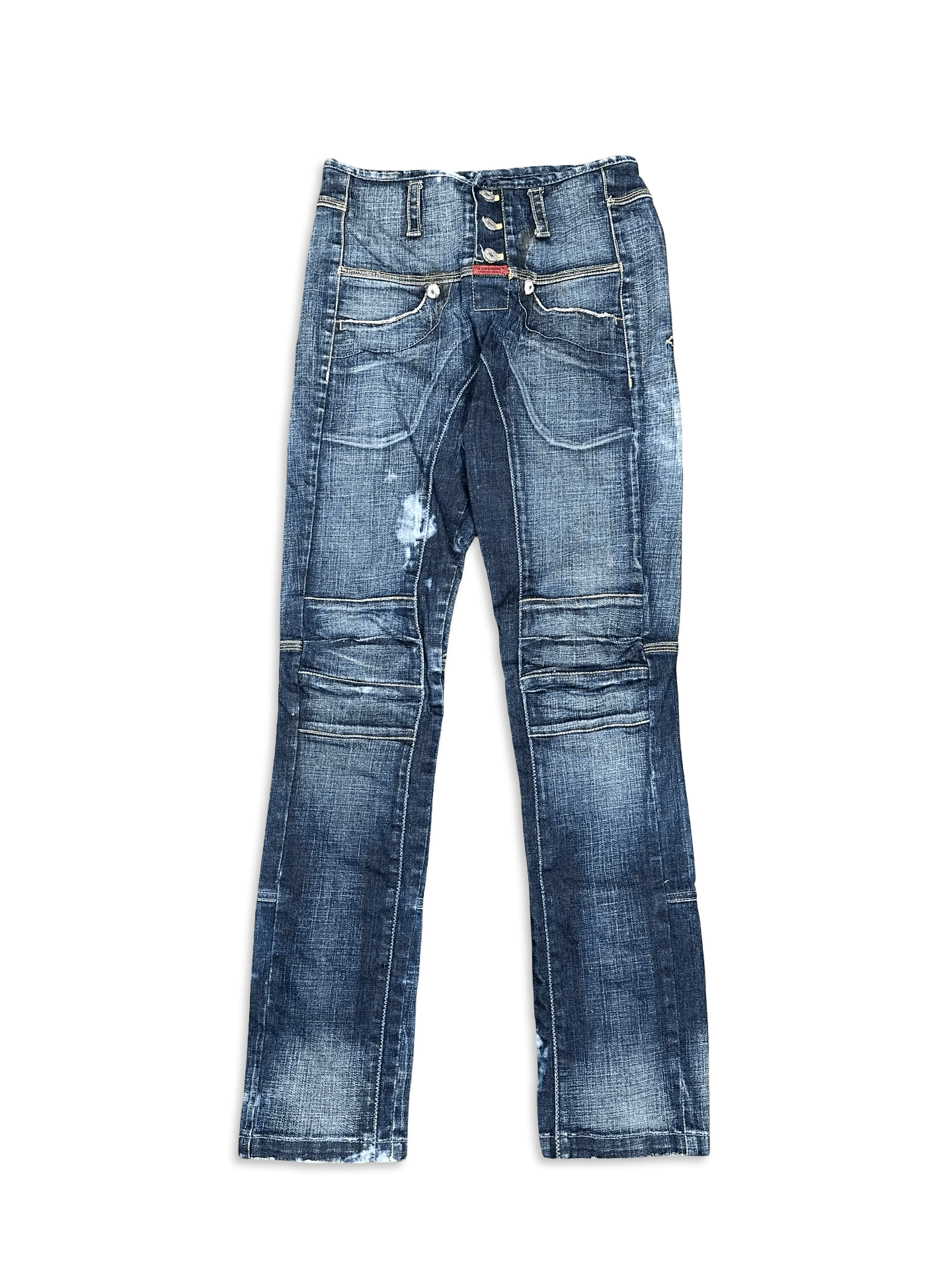 Marithe + Francois Girbaud vintage distressed tie dye buttoned designer denim jeans Size US 28 / EU 44 - 1 Thumbnail