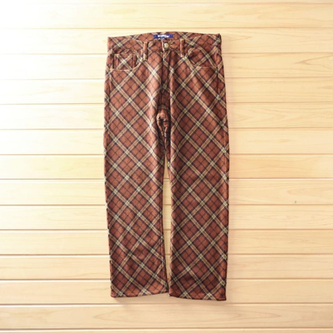 image of Junya Watanabe Aw03 Wool Pants in Brown/Orange Plaid, Men's (Size 32)