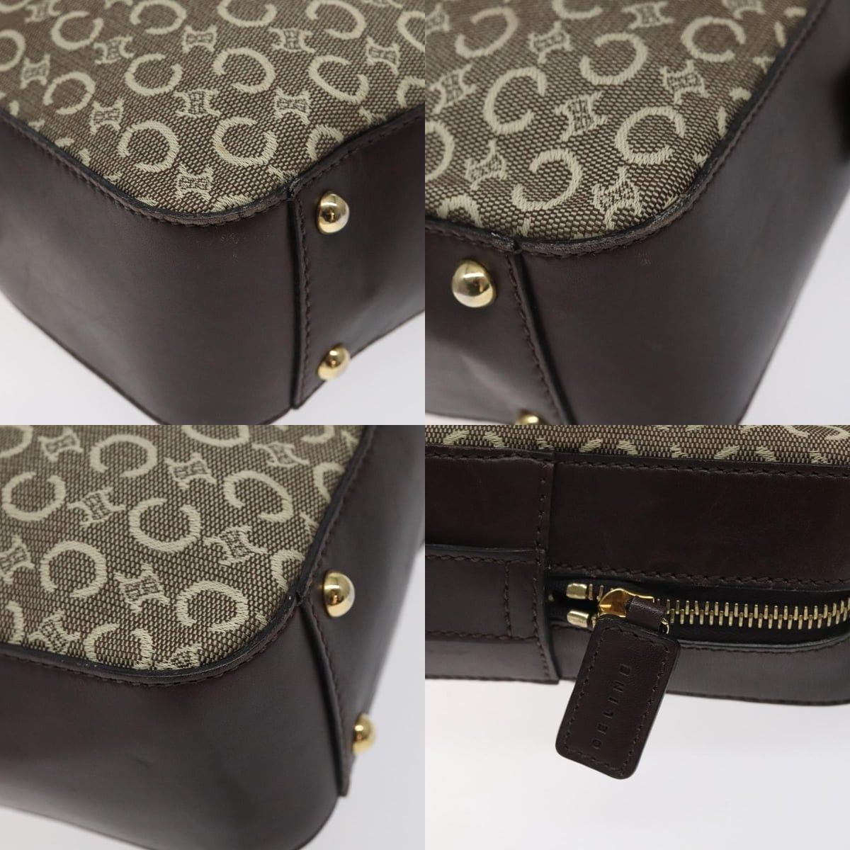 Celine CELINE C Macadam Canvas Hand Bag Brown Gold Size ONE SIZE - 10 Thumbnail
