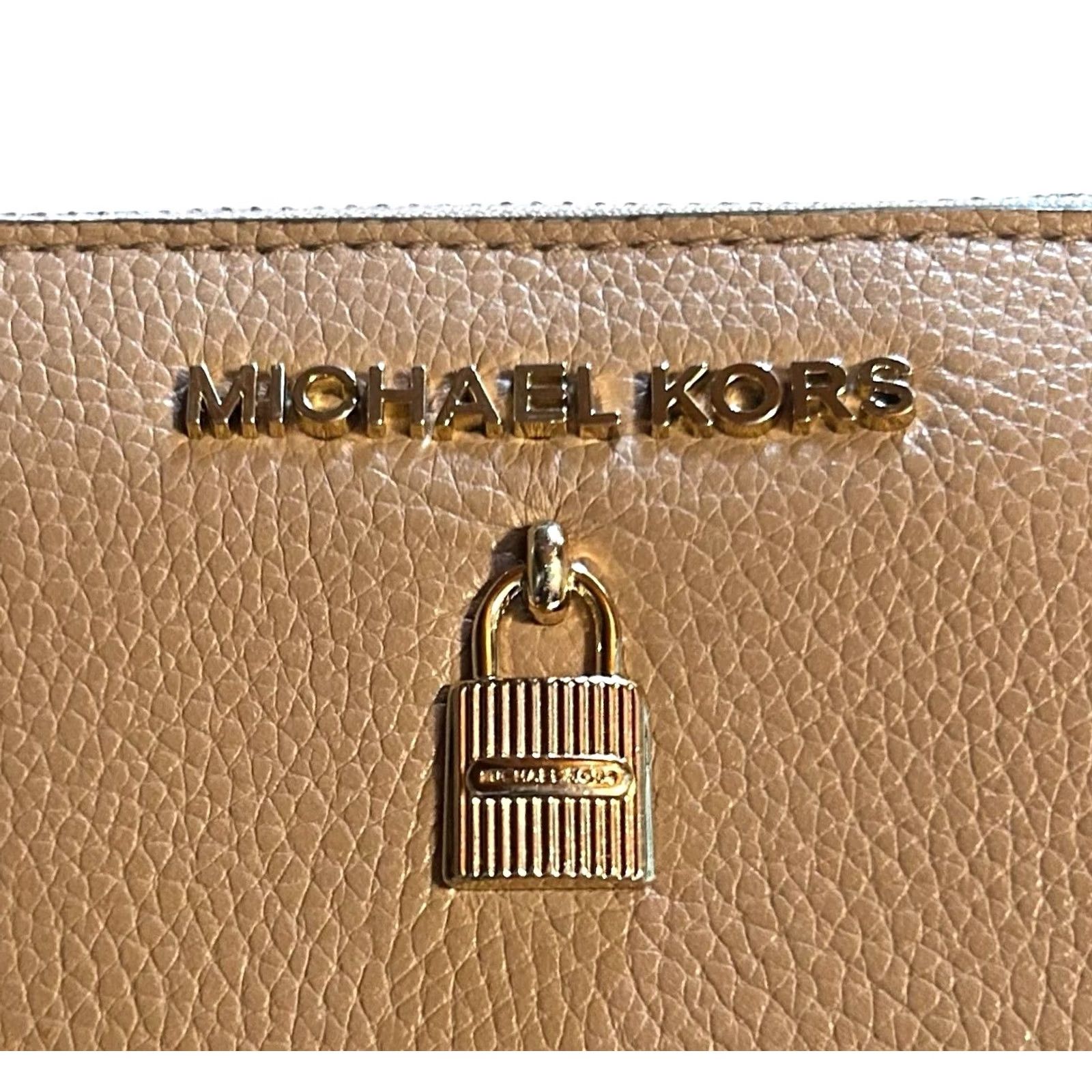 Michael Kors Michael Kors ADELE ZA CONTINENTAL Large Leather Wallet Fawn Beige Brown Womens Size ONE SIZE - 4 Thumbnail
