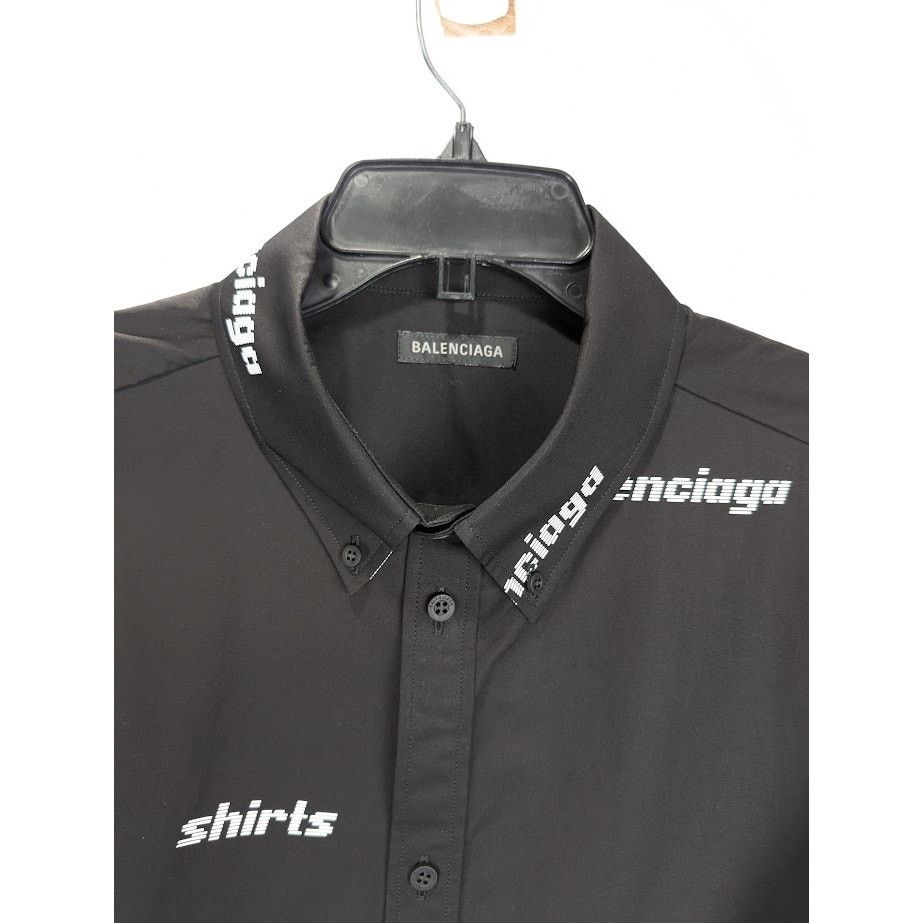 Balenciaga o1rshd1 Shirt Allover Poplin in Black/White Size US M / EU 48-50 / 2 - 3 Thumbnail