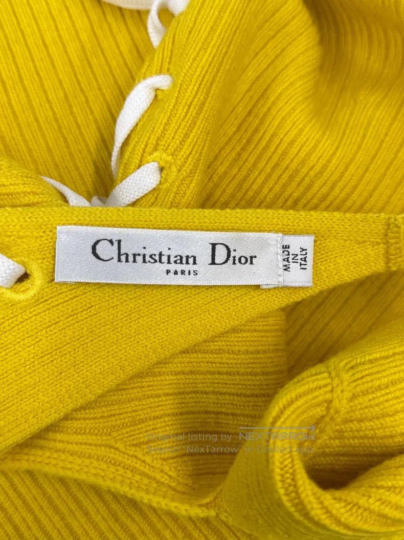 Dior Dior Yellow V-neck tie-up knitted dress Size XXS / US 00 / IT 34 - 4 Thumbnail