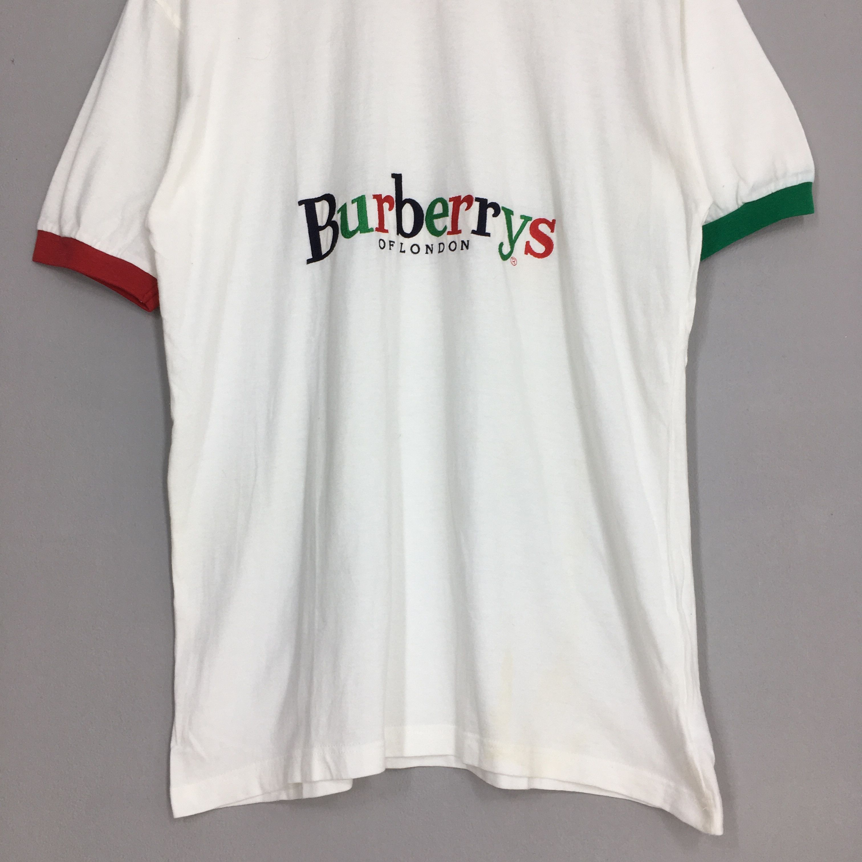 Burberry × Designer × Vintage Vintage 90's Burberrys London Embroidery Ringer Tshirt Small Size US S / EU 44-46 / 1 - 3 Thumbnail