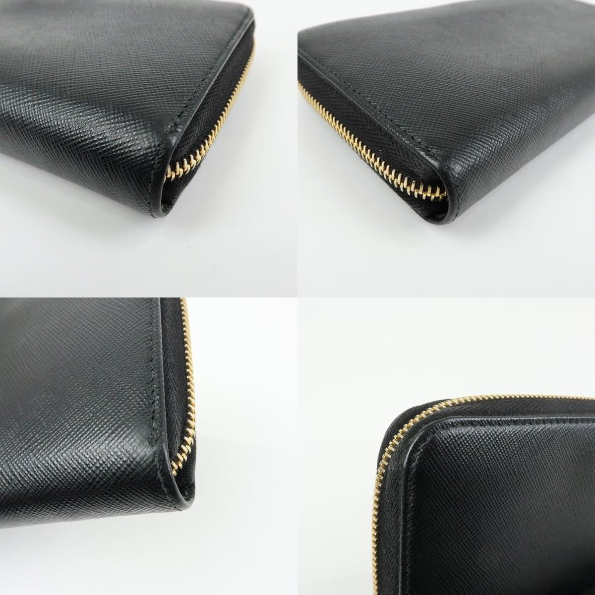 Prada Prada Saffiano Zip Around Wallet Black Size ONE SIZE - 4 Thumbnail