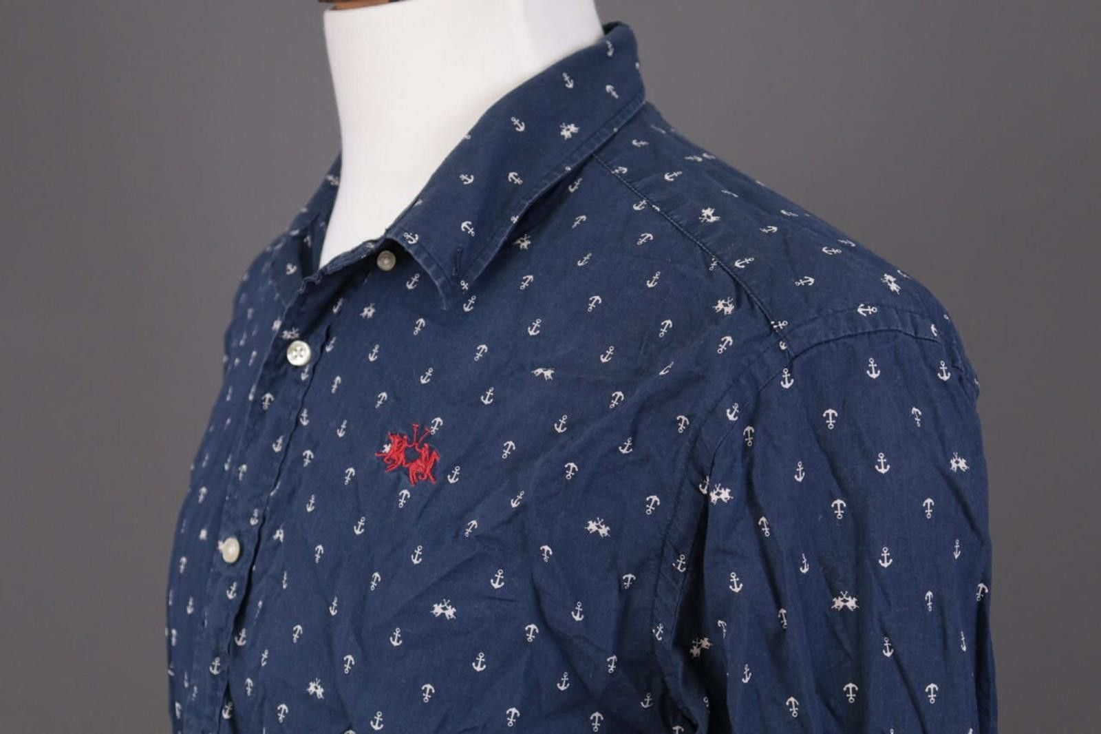 La Martina La Martina Buenos Aires Blue Printed Dress Shirt Size XL Size US XL / EU 56 / 4 - 6 Thumbnail