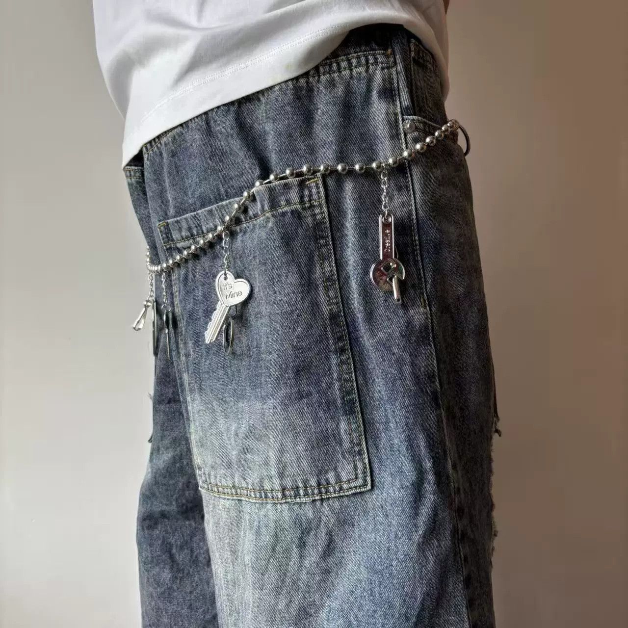 Vintage Retro hip-hop punk style jeans waist chain Size ONE SIZE - 3 Thumbnail