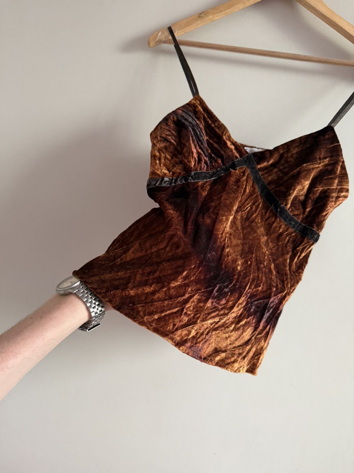 Vintage Velvet Brown Cami Top Fairy Grunge Y2K Size M / US 6-8 / IT 42-44 - 3 Thumbnail
