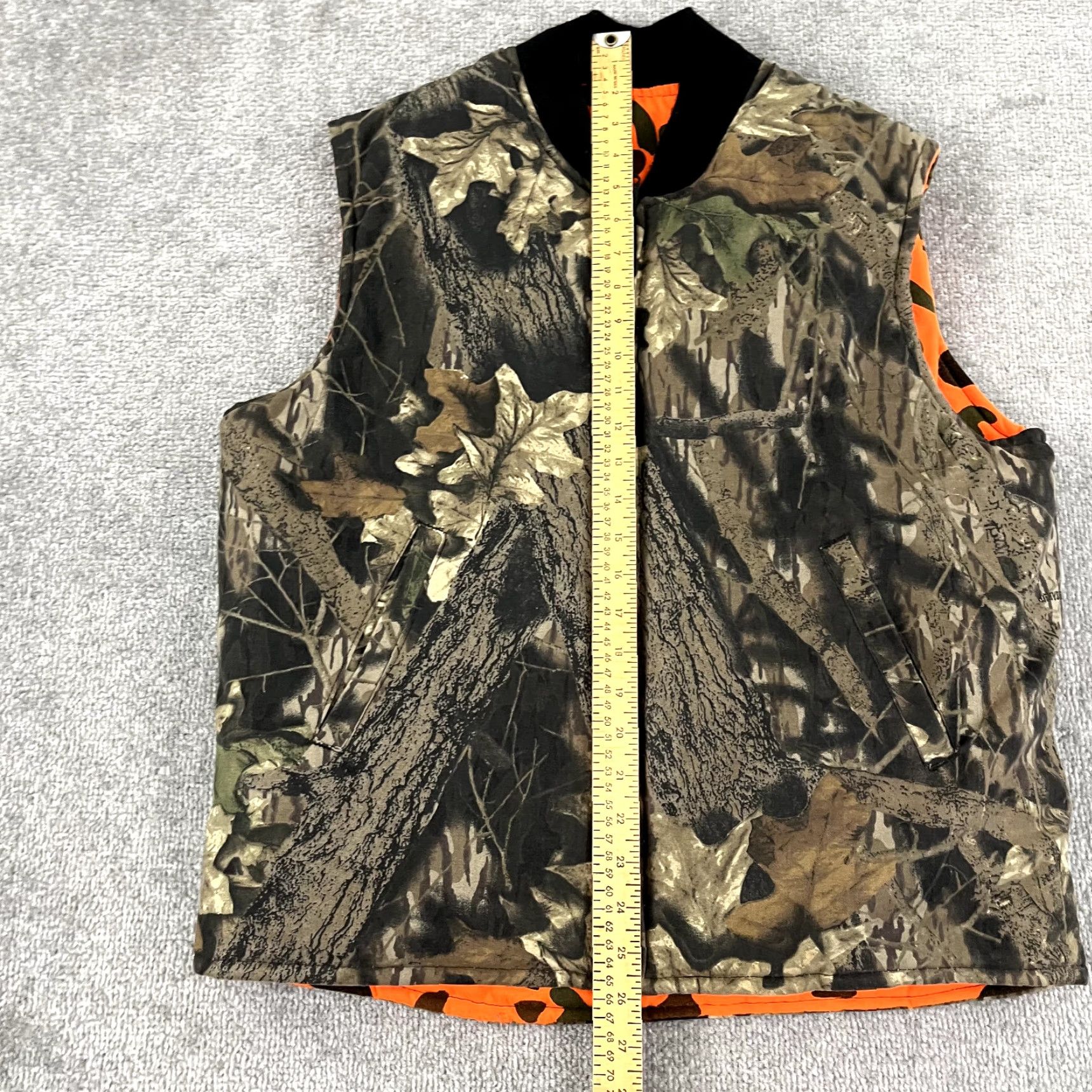 Vintage JOHNSON GARMENT Vest Mens Medium Blaze Orange Green Camo Reversible Hunting USA Size 40R - 5 Thumbnail