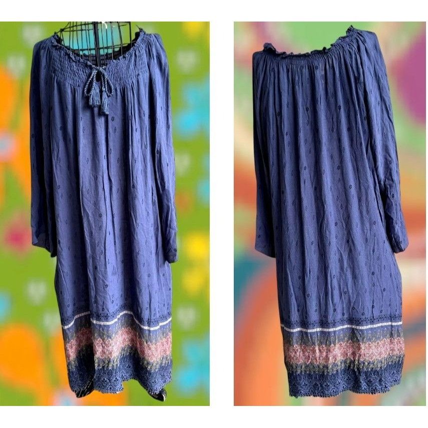 Other Vintage Chadwicks of Boston Dress XL Blue Tassels Hippie Bo Size XL / US 12-14 / IT 48-50 - 2 Thumbnail