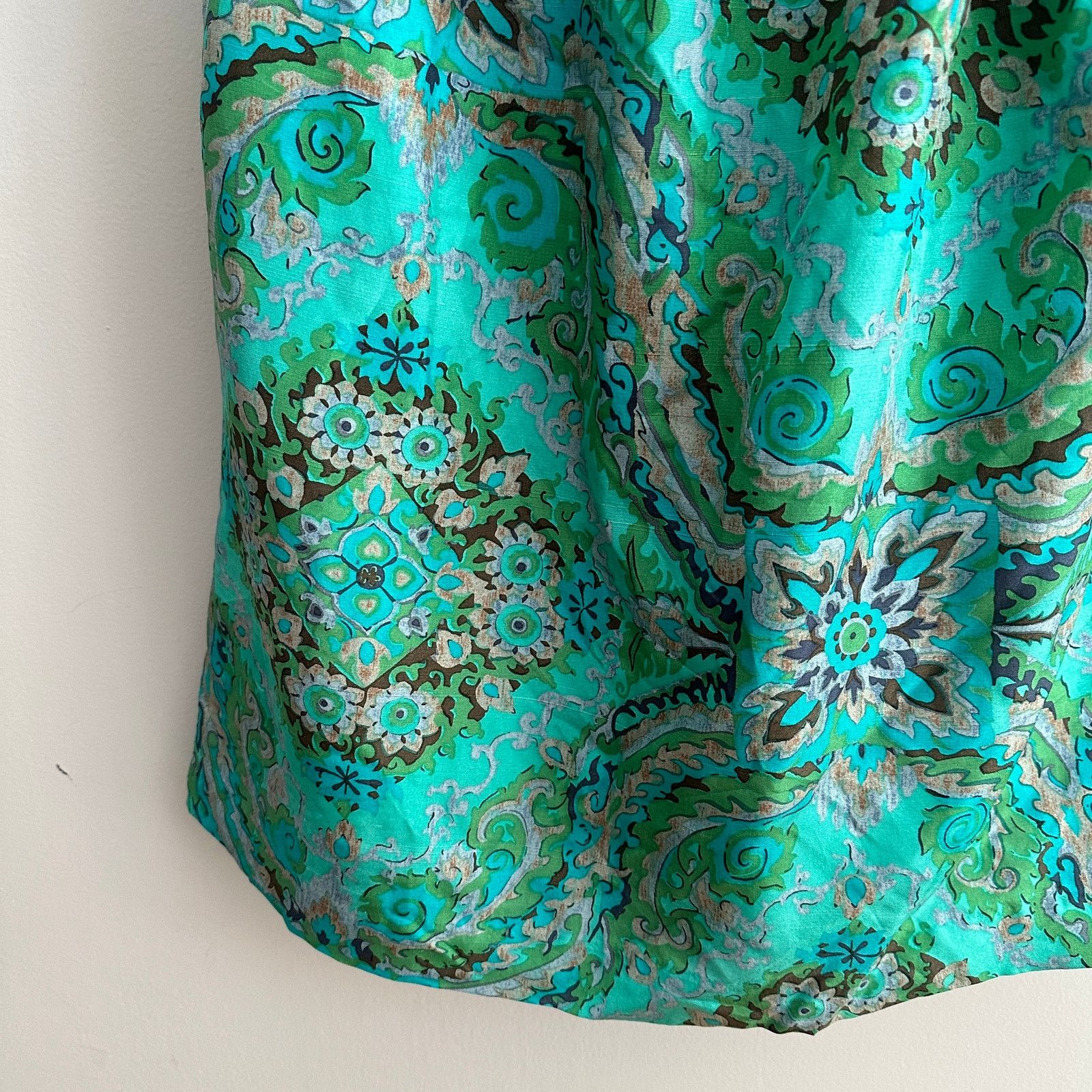J.Crew J. Crew Casbah Green Paisley Strapless Silk Dress 2 XS Size XS / US 0-2 / IT 36-38 - 4 Thumbnail
