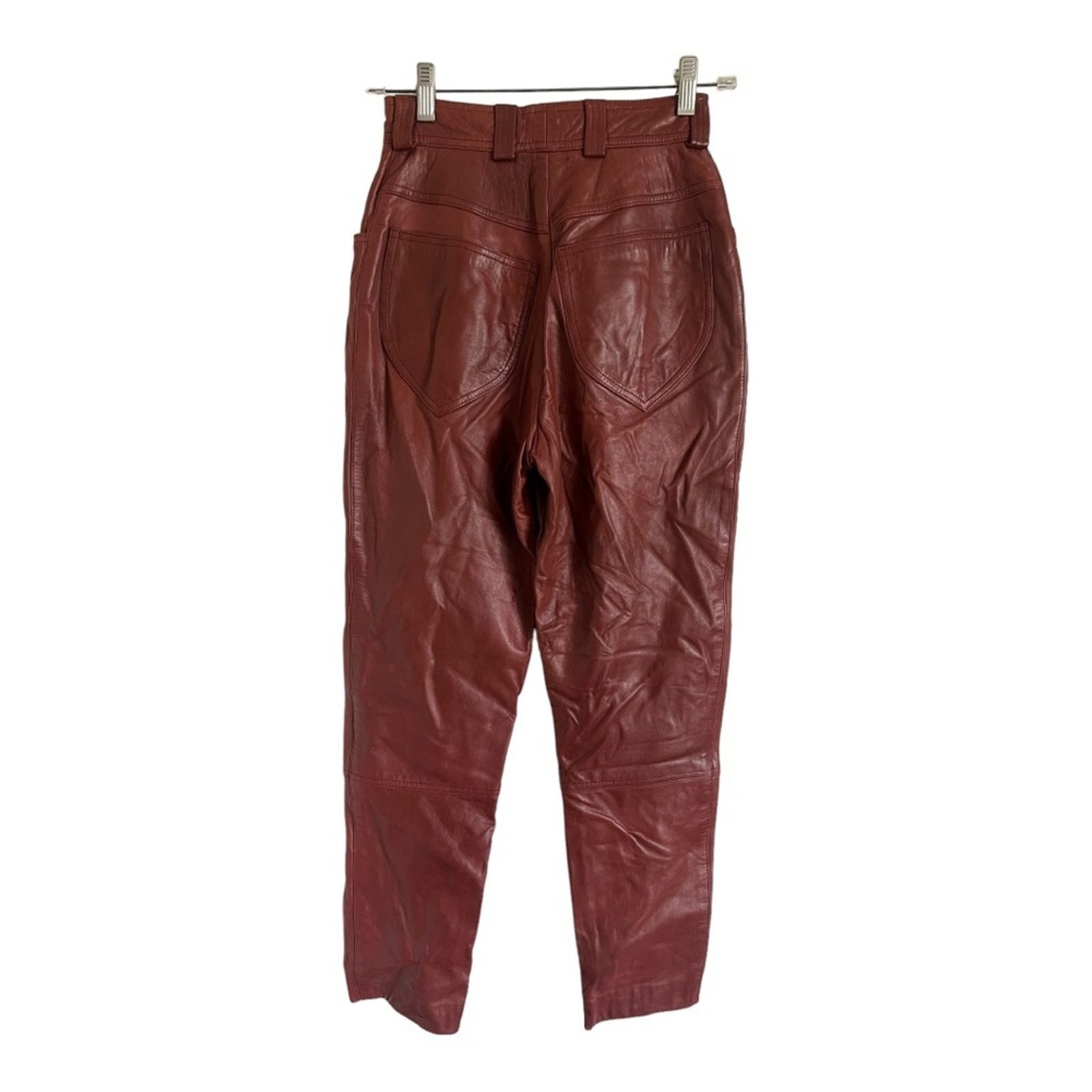 Escada 90s Escada 90s Brown Leather High Waisted Pant Size 34(US S) Size 25" / US 0 / IT 36 - 2 Thumbnail