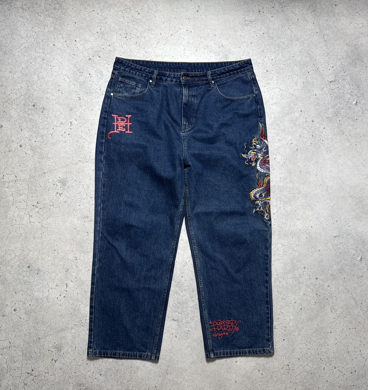 Ed Hardy Ed Hardy Baggy Big Logo Denim Jeans Size XXL Hype Size US 38 / EU 54 - 2 Thumbnail
