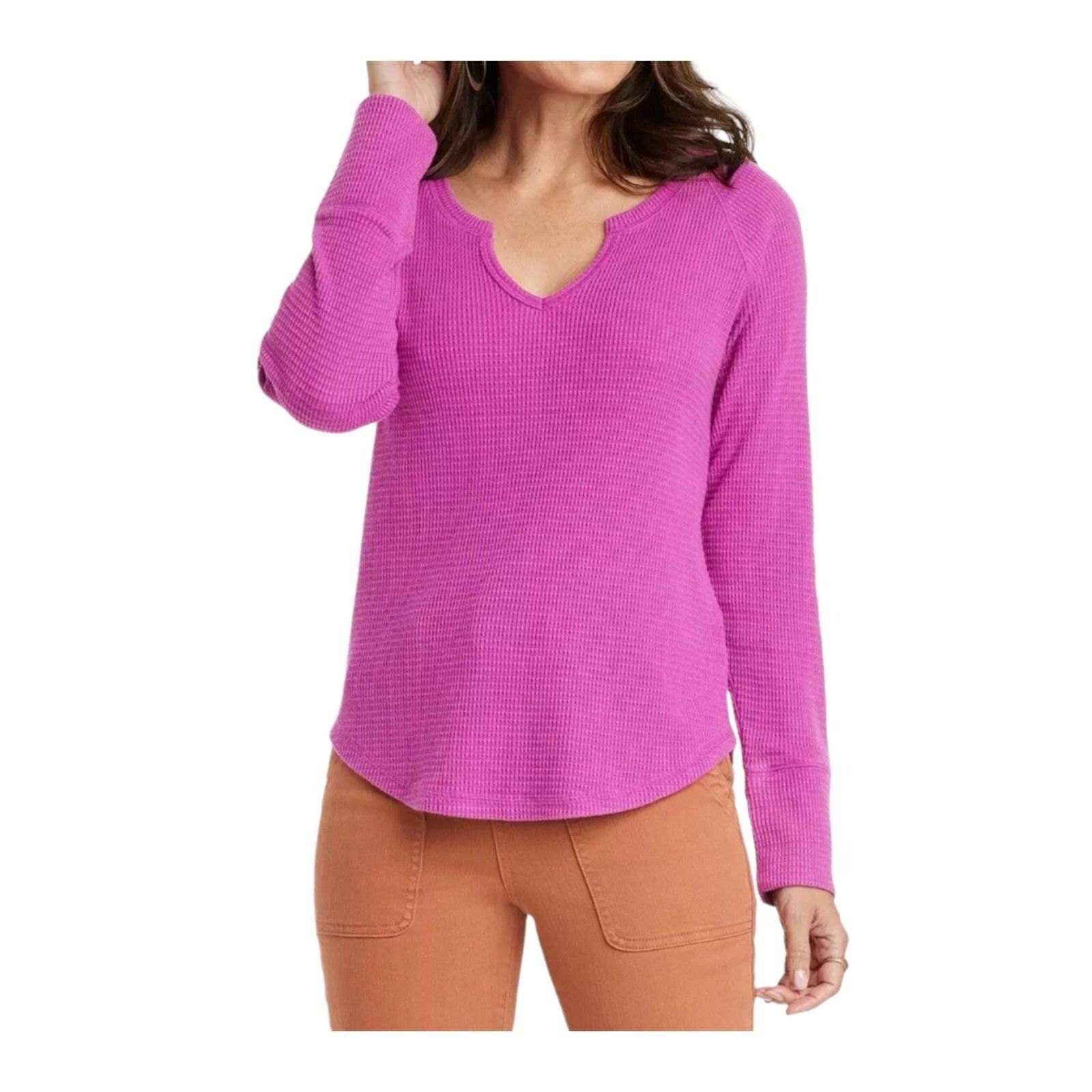 Other Knox Rose - Women's Long Sleeve Notch Neck Thermal Top - Pur Size M / US 6-8 / IT 42-44 - 1 Thumbnail