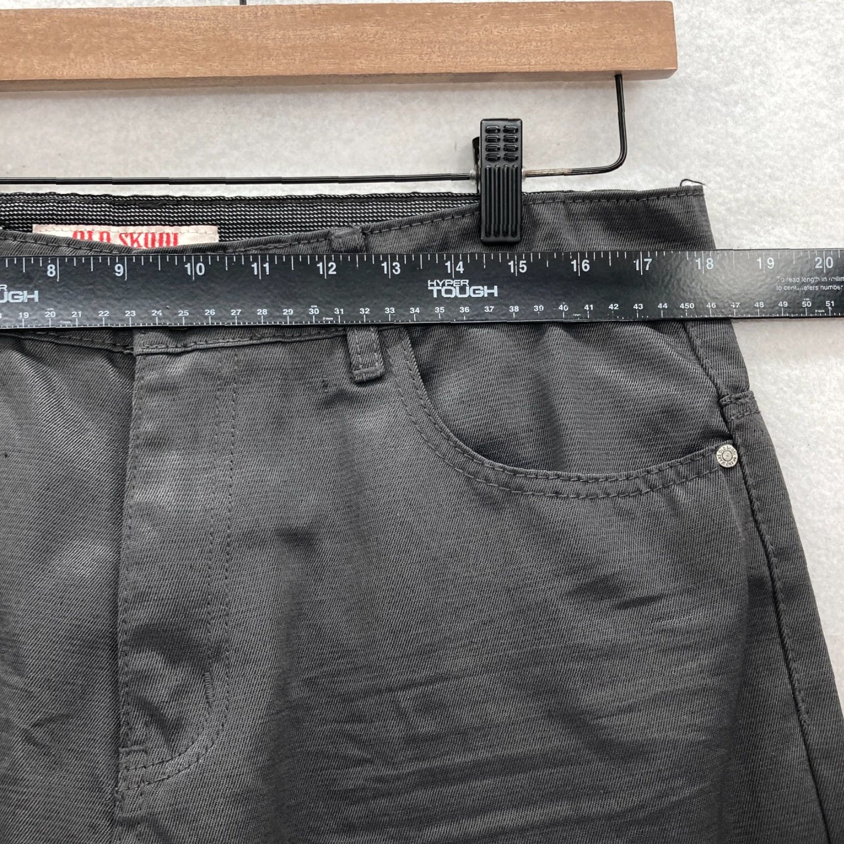 Vintage Old Skool Jeans Mens 36x32 Straight Leg Dark Gray Coated Denim Hip Hop Y2K City College Hip Hop Skater Jeans Mens Regular 36 Dark Gray Size US 36 / EU 52 - 7 Thumbnail