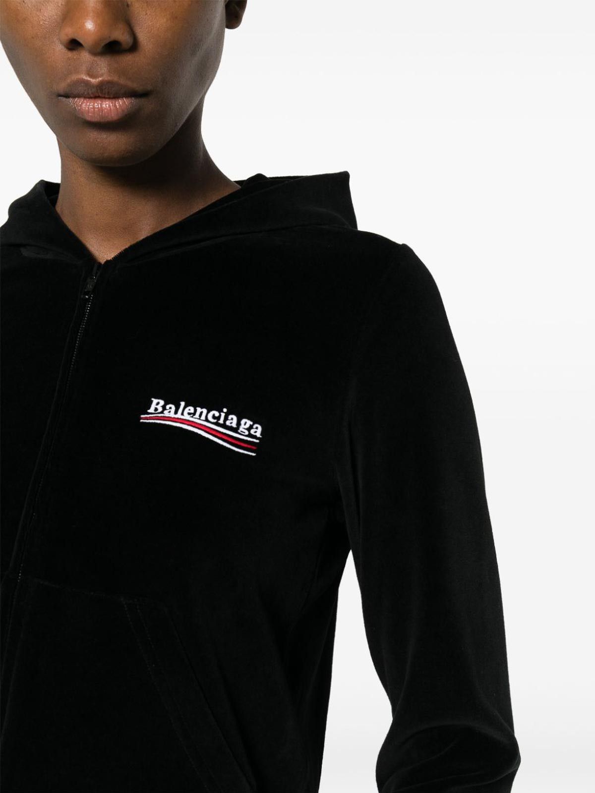 Balenciaga o1s1wg110226 Political Campaign Zip-Up Hoodie Fitted Black Size M / US 6-8 / IT 42-44 - 3 Thumbnail