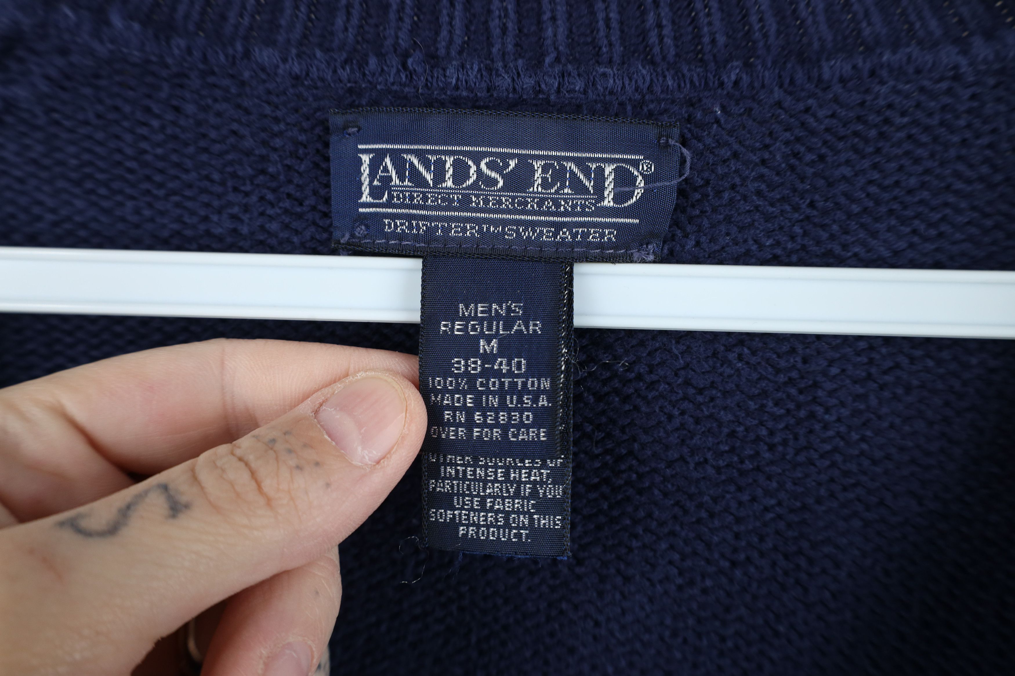 Lands' End Vintage 90s Lands End Cotton Knit V-Neck Sweater Blue USA Size US M / EU 48-50 / 2 - 8 Thumbnail