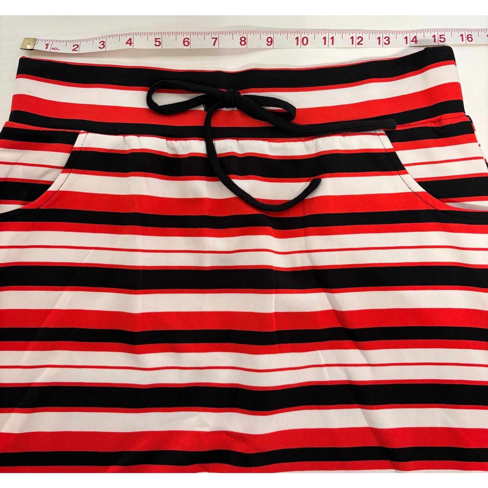 Other Joe B Benbasset Red Black White Striped Maxi Skirt XL Size 41" - 6 Thumbnail