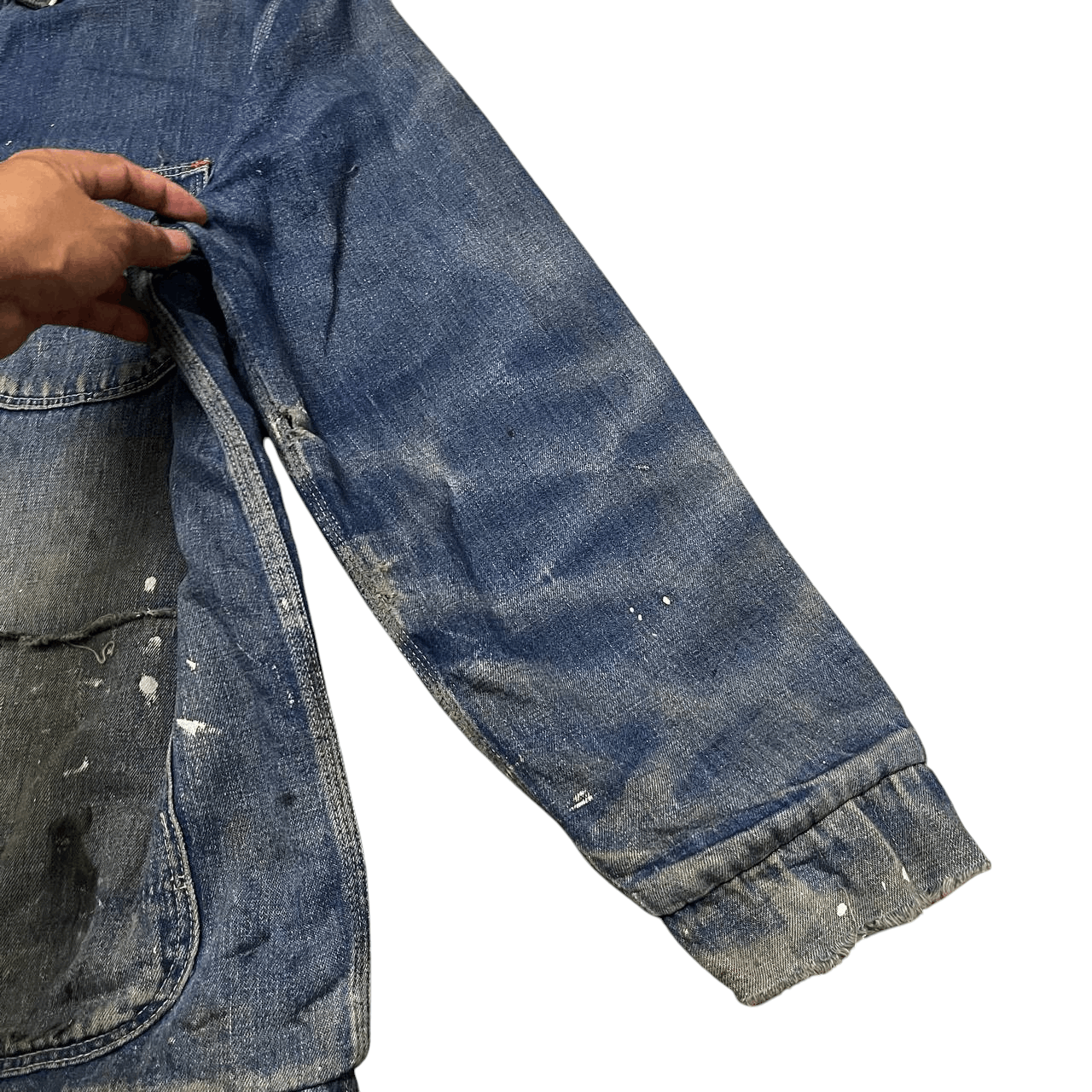Sears Vintage 50's Sears Troy Blanket Denim Thrashed Jacket Paint Size US L / EU 52-54 / 3 - 6 Thumbnail