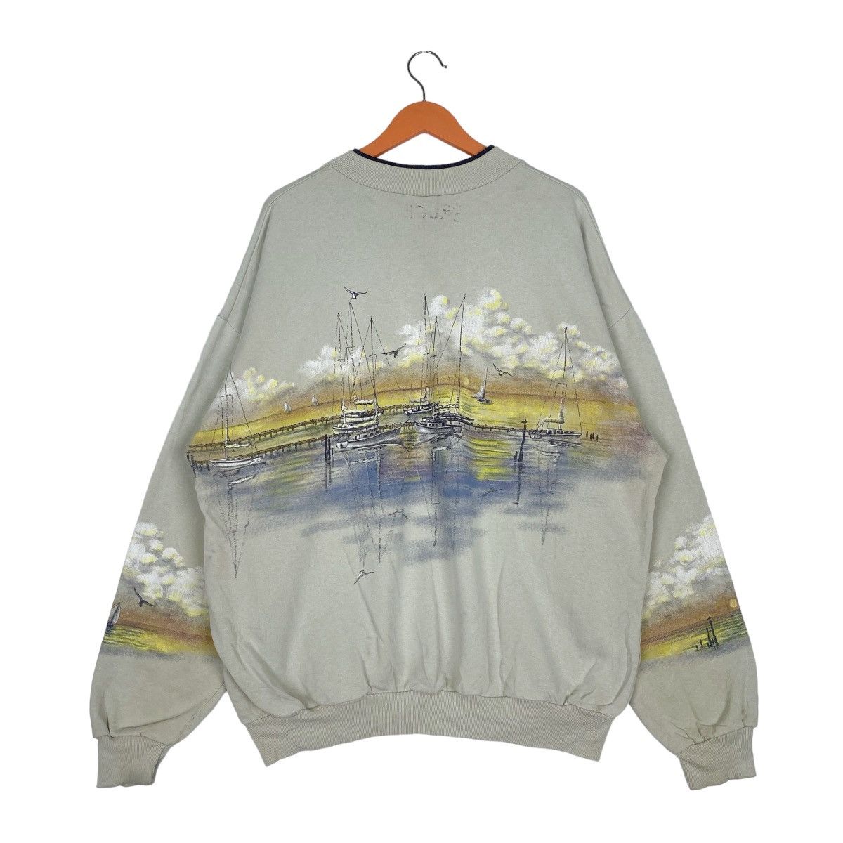 Designer × Vintage Sailboat Sunset Half Button Sweatshirt Pullover Jumper Size US XL / EU 56 / 4 - 5 Thumbnail