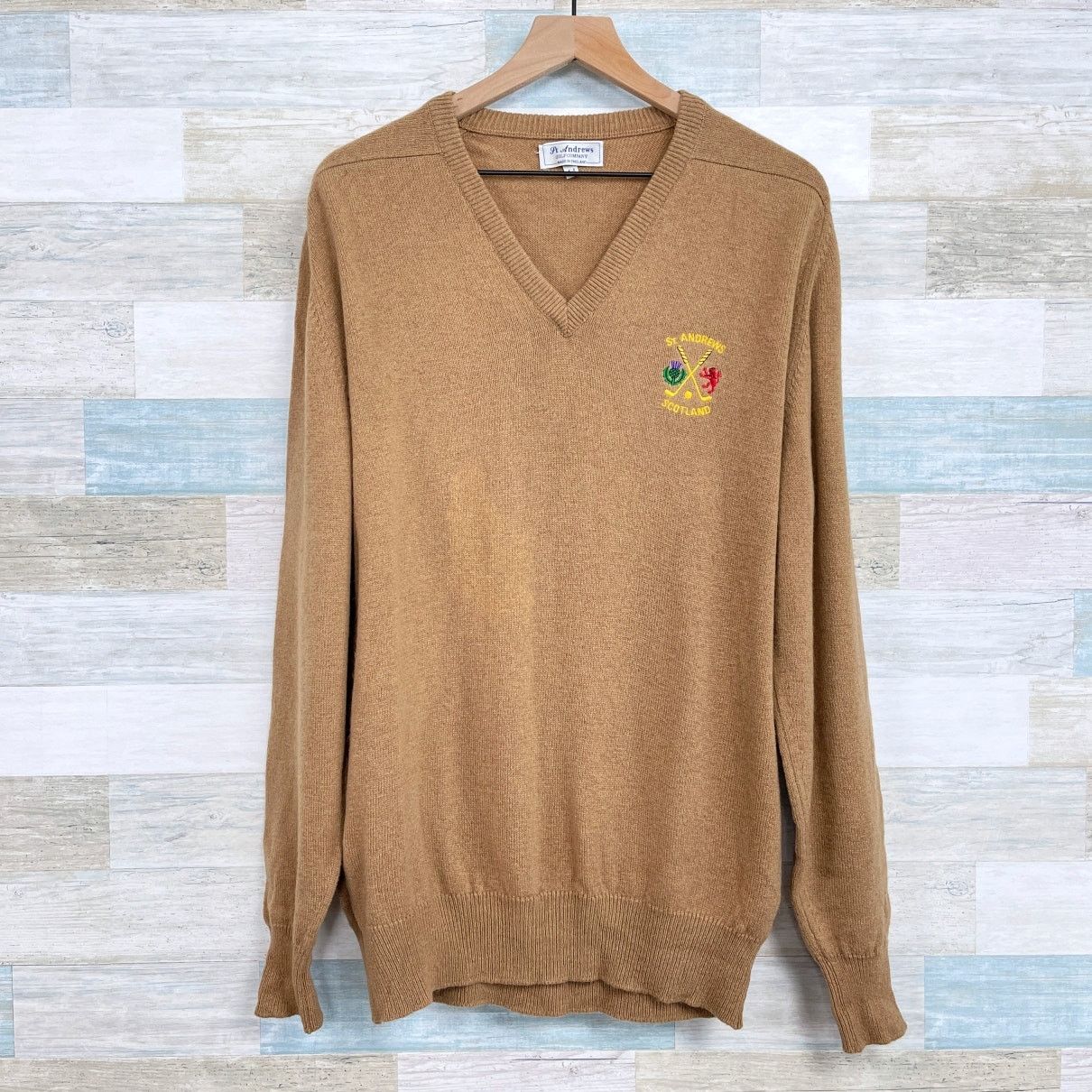 Vintage St Andrews Golf Company Scotland VTG Sweater Tan Mens 44 L Size US L / EU 52-54 / 3 - 1 Thumbnail
