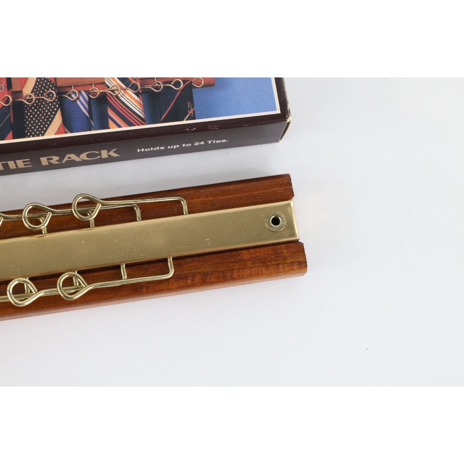 Vintage Deadstock Vintage 80s Wood Brass 24 Hook Automatic Tie Rack Size ONE SIZE - 4 Thumbnail