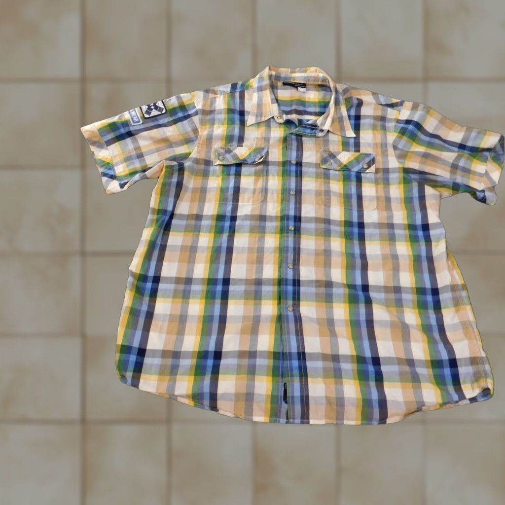 Rocawear Rocawear Shirt 3XL Mens Yellow Plaid Embroidered Button-Up Short Sleeve Retro Vintage Shirt Size US XXL / EU 58 / 5 - 1 Thumbnail