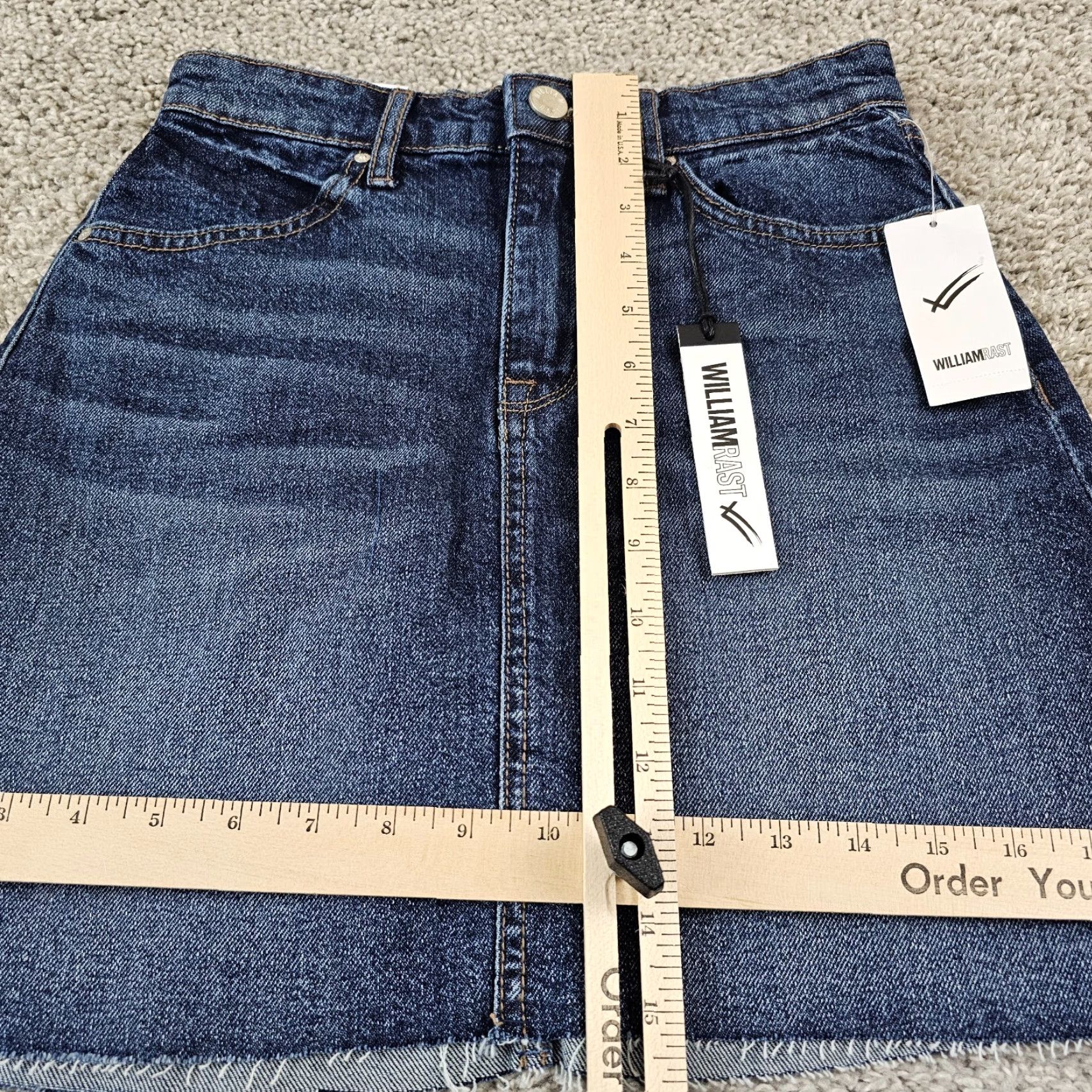 Vintage WILLIAM RAST Denim Skirt Girls Junior 24 Blue A-Line Stretch Short High Rise Size 42" / US 20 - 5 Thumbnail