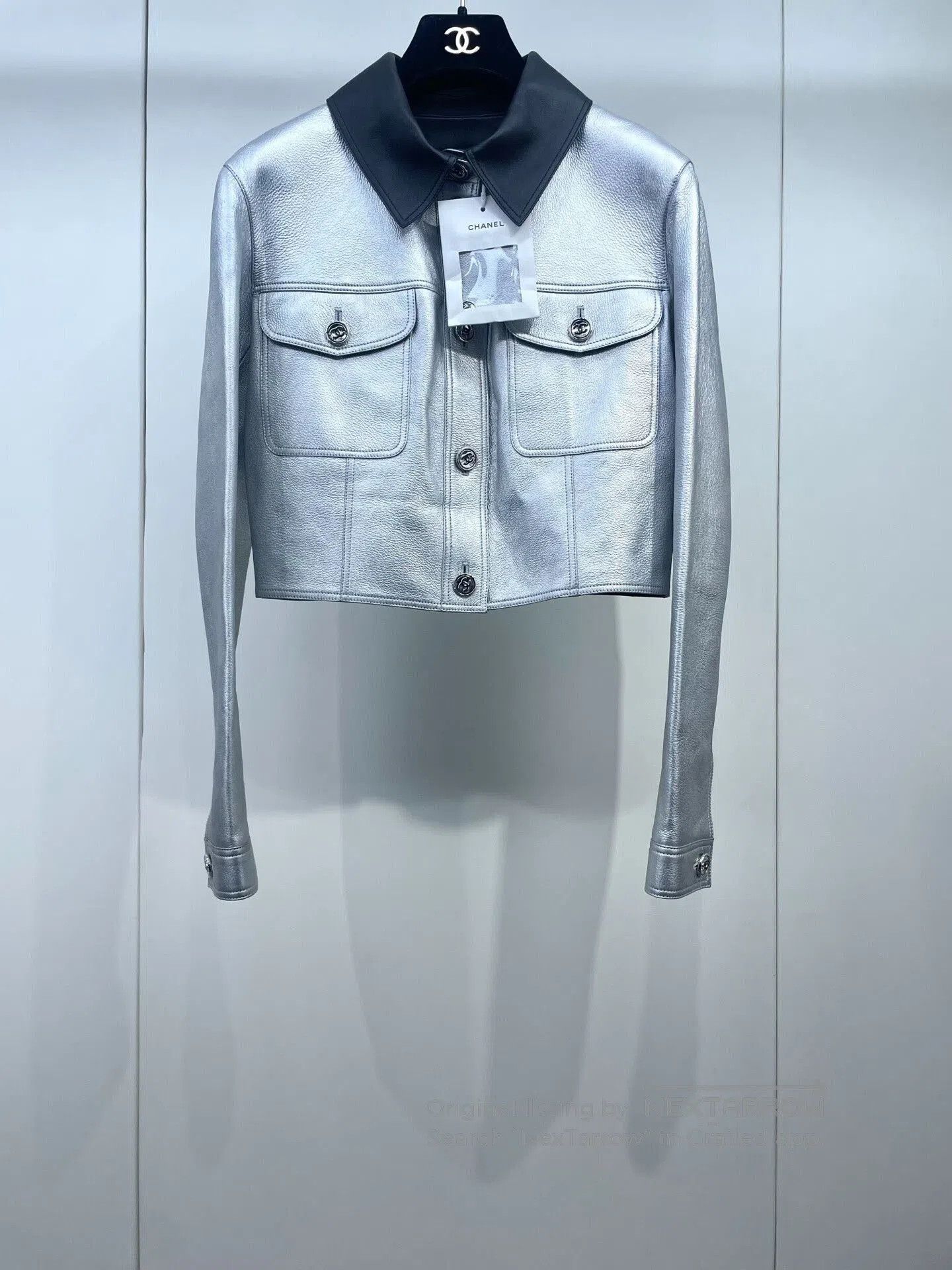 Chanel Chanel 24B Silver Gray Leather Jacket. Size S / US 4 / IT 40 - 1 Thumbnail
