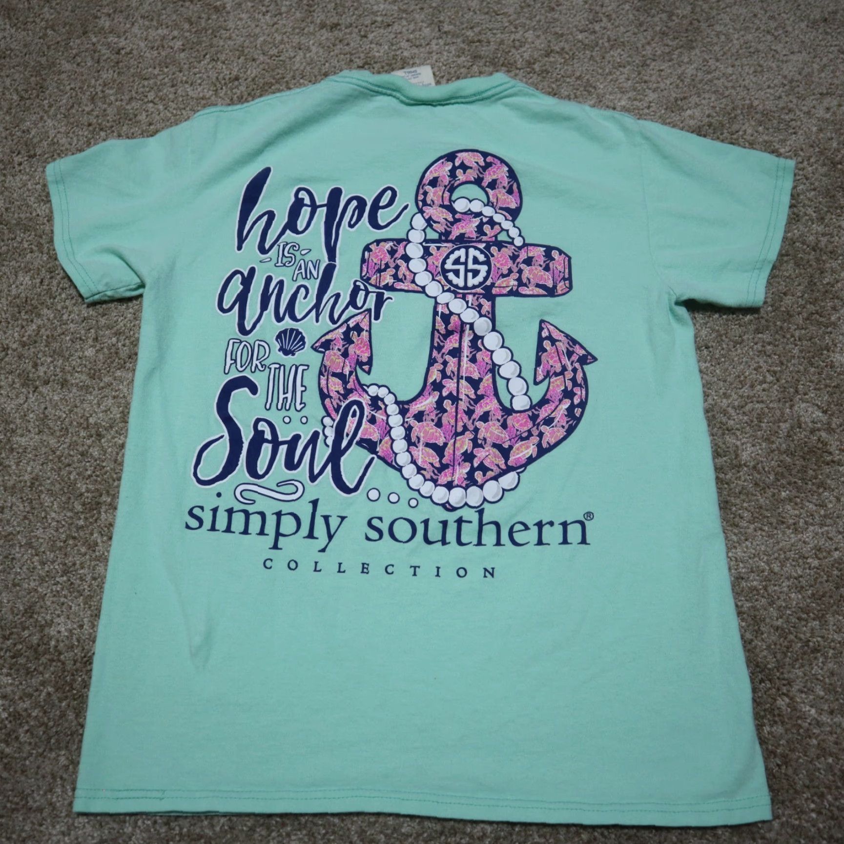 Hope Simply Southern Shirt Ladies Small Blue "Hope Is an Anchor for the Soul" T-Shirt Womens Small Blue 90s? Size S / US 4 / IT 40 - 8 Thumbnail