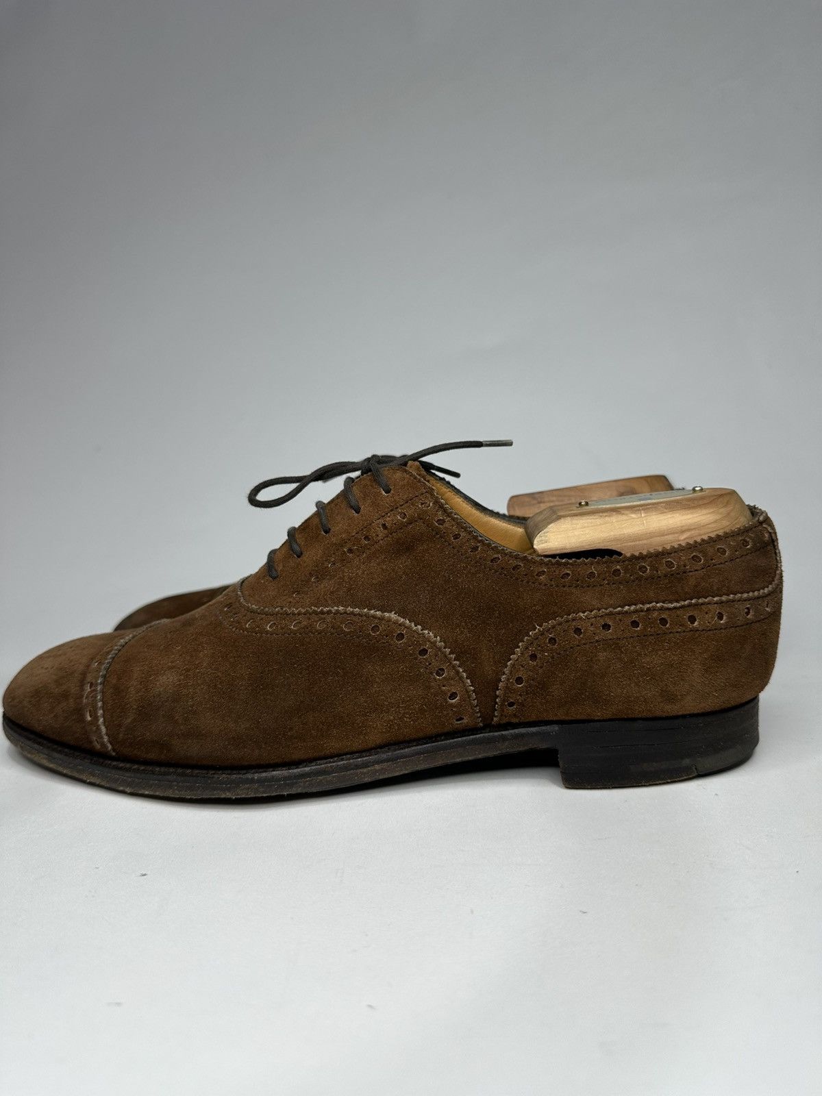 Edward Green Edward Green Brown Suede Oxford Brogue Lace Up Loafers Size US 7 / EU 40 - 3 Thumbnail