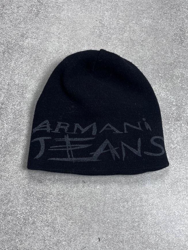 Armani × Vintage Vintage Armani Jeans Big Logo Y2K Beanie Hat Os Size ONE SIZE - 1 Thumbnail