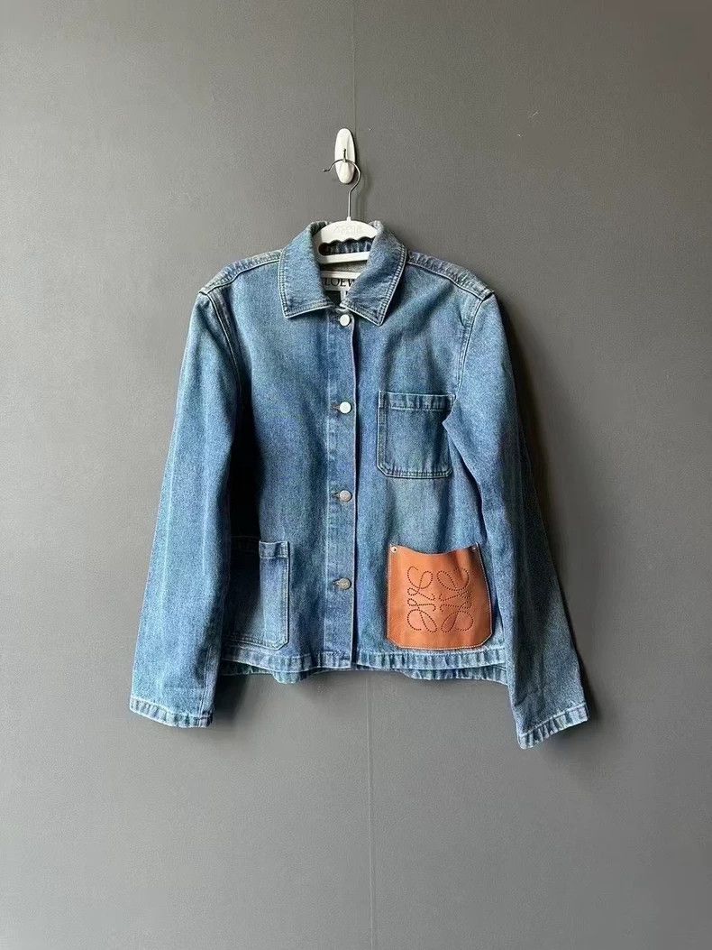 Loewe LOEWE Pocket leather jacket, denim coat Size 4XL / US 24-26 - 1 Thumbnail