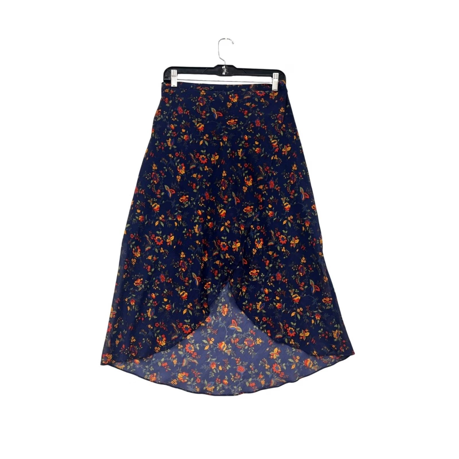 Madewell Madewell Skirt Womens High-Low Midi Floral Navy Size 6 Size 28" / US 6 / IT 42 - 2 Thumbnail