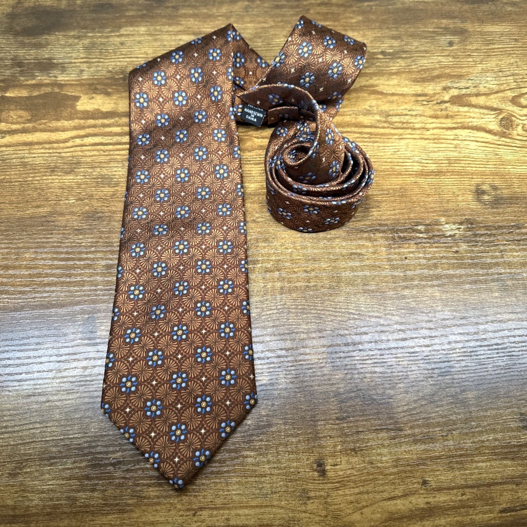 Jos. A. Bank Jos. A Bank Silk Tie Dark Orange Brown Signature Collection Necktie Geometric Size ONE SIZE - 5 Thumbnail