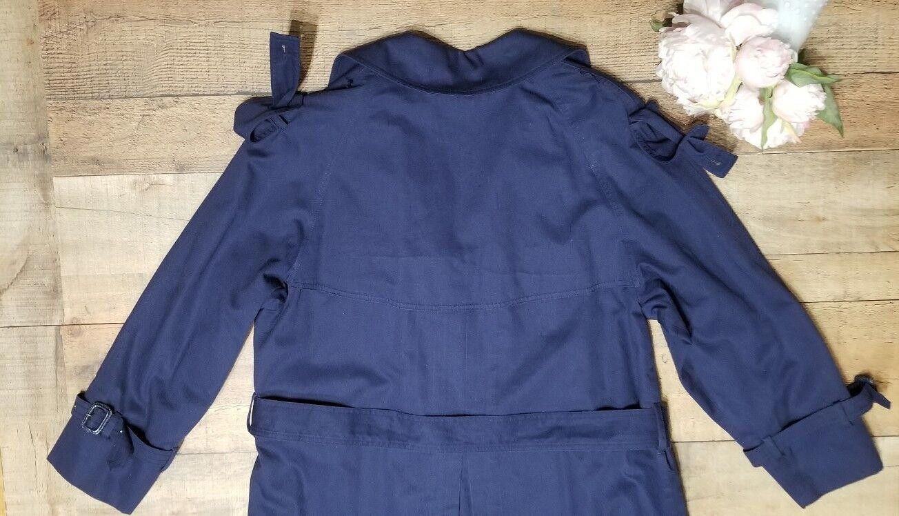 Siegelman Stable Speigel Trench Coat Womens size 10 Petite Navy Blue long Size L / US 10 / IT 46 - 5 Thumbnail
