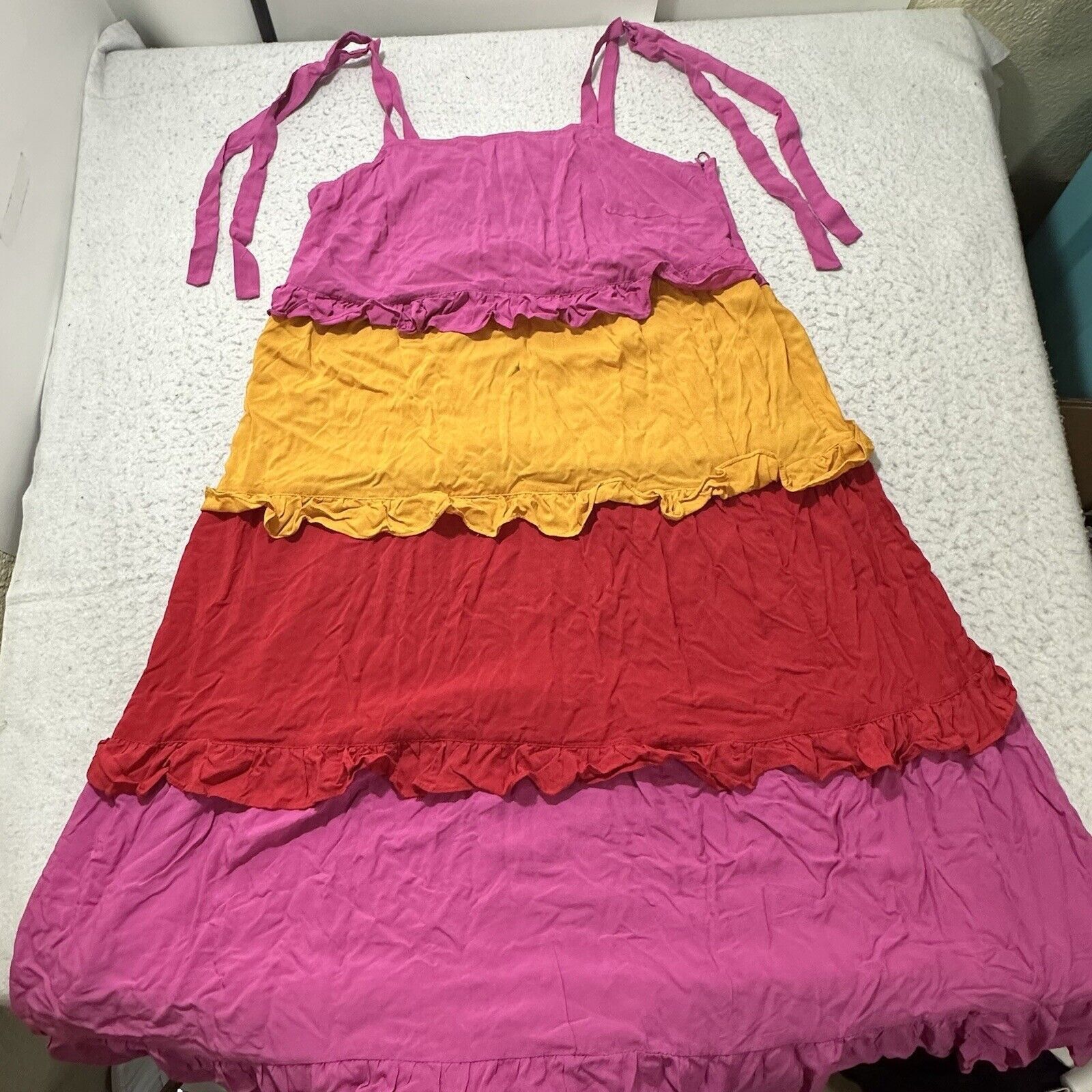 Other Ivy Street 1X Pink Colorful Tiered Maxi Sundress Sleeveless Size XL / US 12-14 / IT 48-50 - 1 Thumbnail