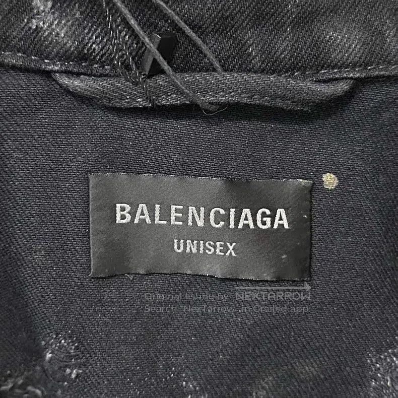 Balenciaga Balenciaga Distressed mud-dyed denim jacket with large des Size US L / EU 52-54 / 3 - 4 Thumbnail