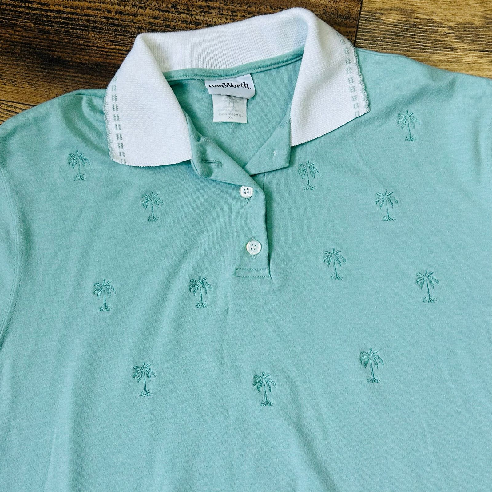 Vintage Vintage Coastal Polo Knit Shirt Collared Green Palmtrees XS Size XS / US 0-2 / IT 36-38 - 2 Thumbnail