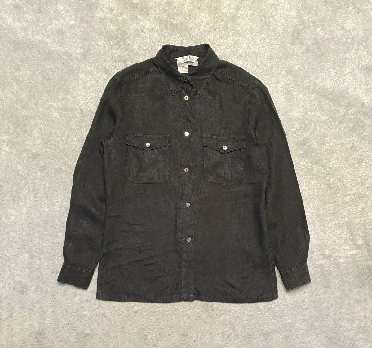 Max Mara Vintage Black Button Up Shirt Basic Elegant Max Mara Linen Size M / US 6-8 / IT 42-44 - 1 Thumbnail