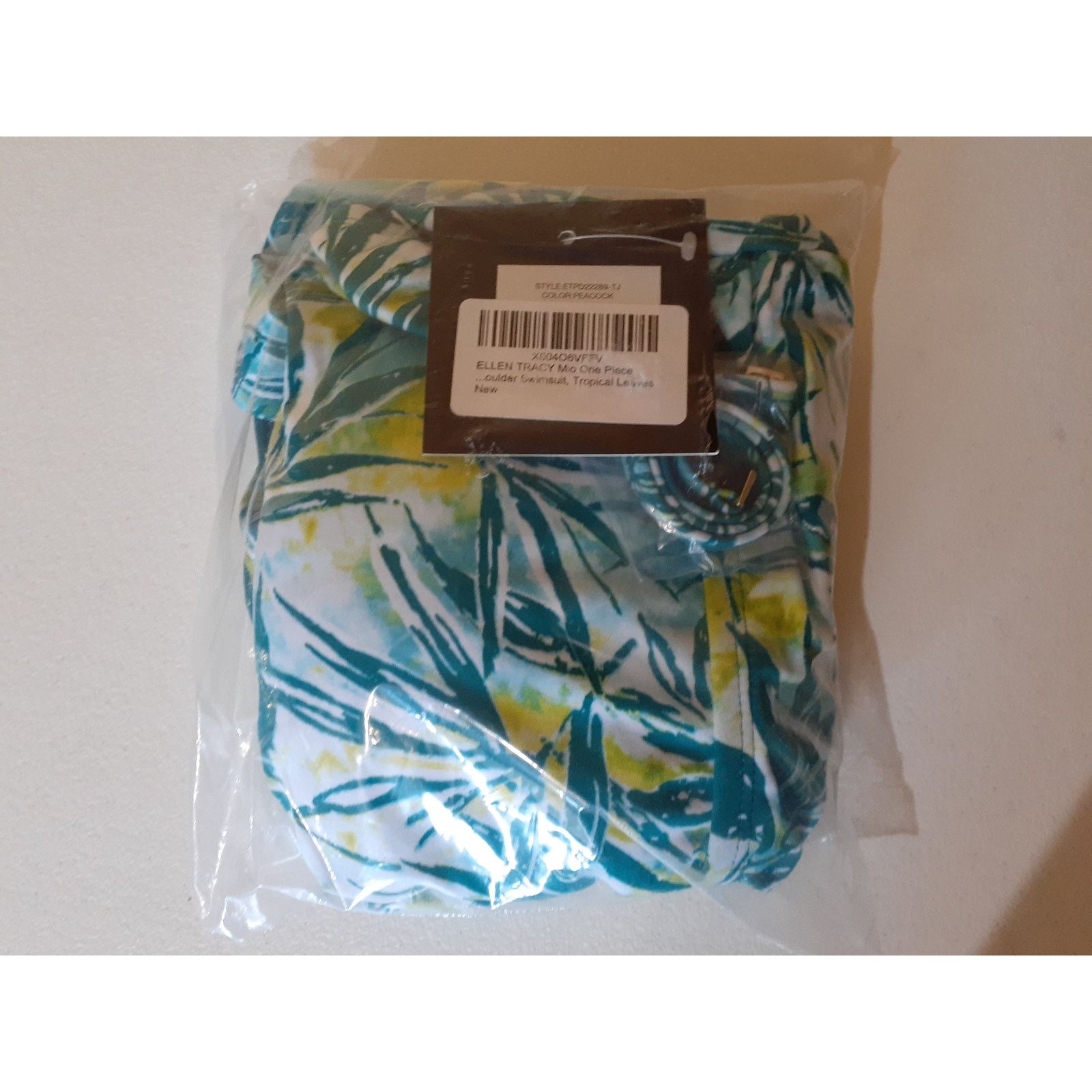 Ellen Tracy ELLEN TRACY Mio Swimsuit Convertible One Shoulder Leaves 12 Size ONE SIZE - 2 Thumbnail